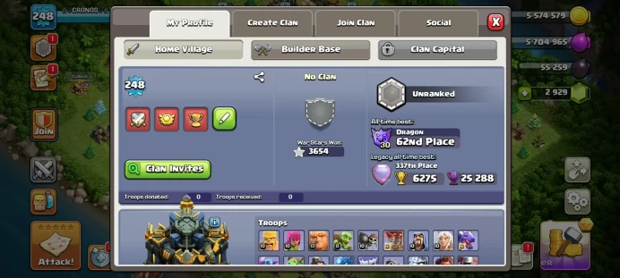MAX EQUIPMENT | SEMI MAX DEFENSES AND WALLS | 3654 WAR STARS | FREE NAME | LOTS OF MAGIC ITEMS EQUIPMENT EPIC HERO SKIN GEMS