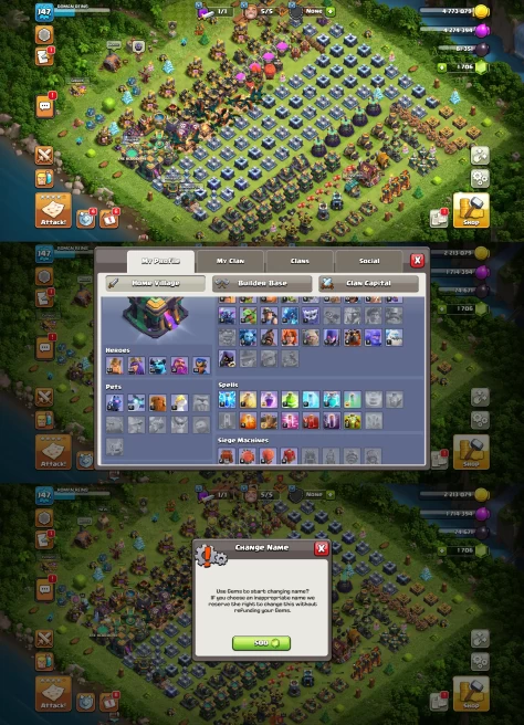 TH14 Near Max | XP 147 | BK41 AQ68 MP31 GW31 RC14 | Equipment | 100% Secure SCID| Ios & Android