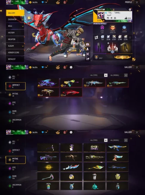 iOS/Android- Global - Level 60 - Rank Diamond - Set 64 - Emote 26 - Weapon 213 - Artifact 6 - Mythic 28 - Epic 53 - Code1248