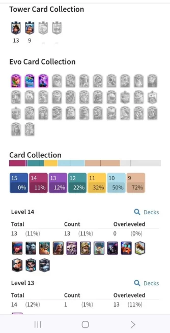 Clashroyall (Android/iOS) KT13 - lvl 41 - Cards115 /120 - Max Card 13 _lvl 13 card 2 /evo card 3/Emote 16 / skin tower 4 /Fast delivery