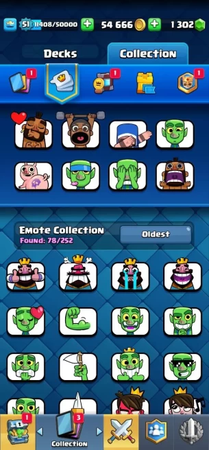 Clashroyall (Android/iOS) KT14 - lvl 52  - Cards109 /120 - Max Card 48 _lvl 13 card 5 /evo card 1/Emote 78 / skin tower 2 /Fast delivery /8 year