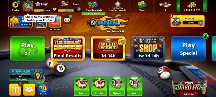 Level 98 - Coin 1914M (+1B) - Cash 4 - Rank Ace - Trophy 6699 - Legendary Cubes 6 - Lucky Shot 13x - Code1195