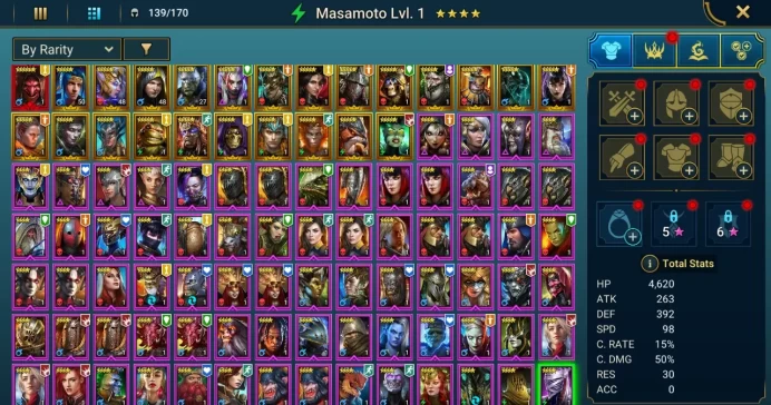 Starter with Mythical - Komidus : 88k energy / 52 mln coins / Queen Eva, King Garog, Arix, Ninja + 19 Login Legendaries