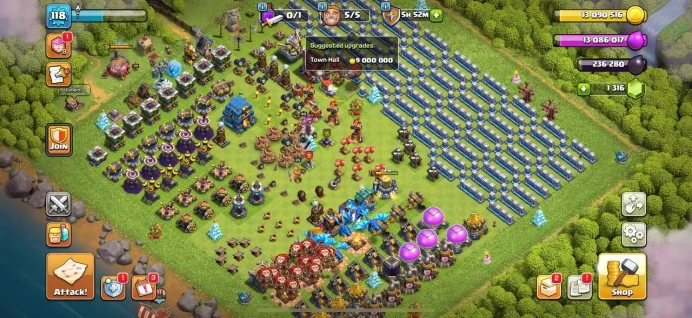 Th 12 max/Hero(65.65.40.40) wall max(13) Defend max/400 medal league /1300 gem/ Lifetime warranty (C2166)