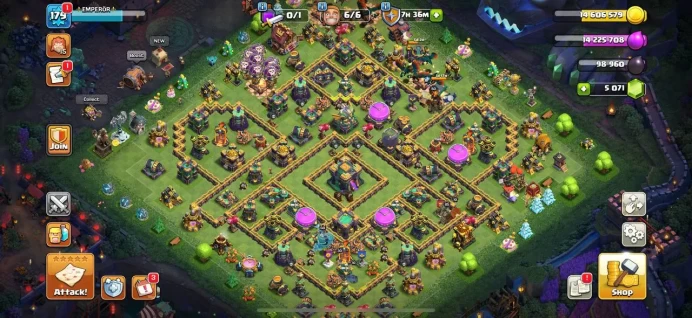 Th 14 max/Hero(85.85.50.60.30) wall max(15) Defend max /690 medal league /9 skin hero/1 skin map/5000 gem / Lifetime warranty (C2161)