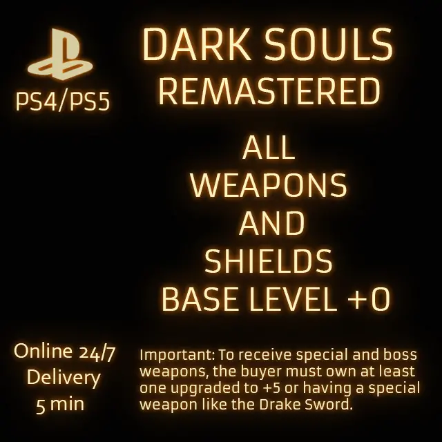 (PS4/PS5) Dark Souls Remastered All weapons and shield base level +0