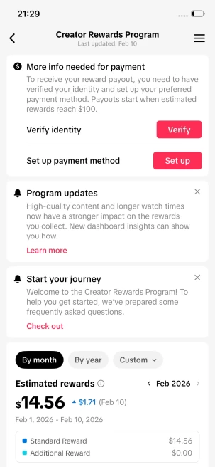 Instanly Delivery/ Monetized 45K Real Followers+120K Real Likes Account/ Creator Rewards Program Activated/ Live Stream/ Full Access