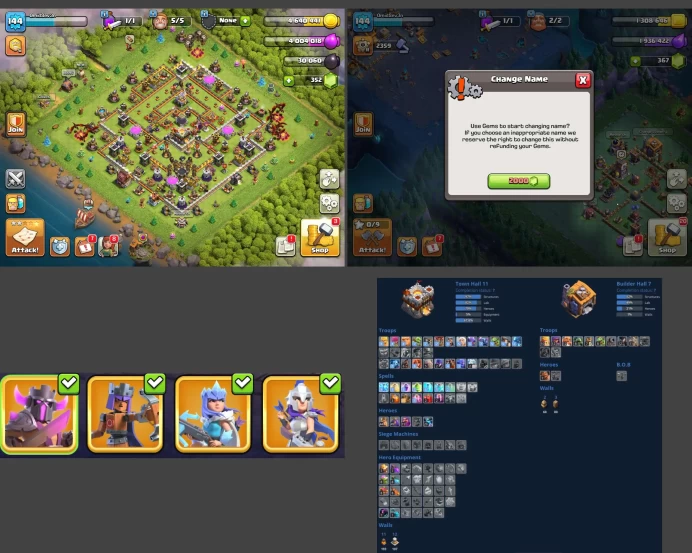 ■TH:11 (+80%) ■Heroes: K44 Q49 P20 W19 ■Skins:4 ■SW:1210 ■BH:7 ■Full Access ■Instant Delivery ■A5119
