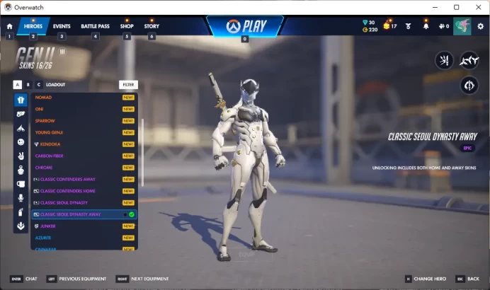 MERCY / SEOUL DYNASTY AWAY / GENJI /  Full Mail Access / see the picture / Please Read Description / 7123
