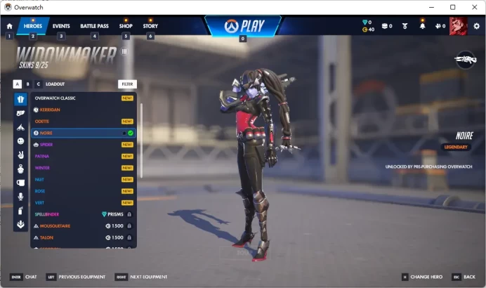 NOIRE / 3 Gold Weapons / Full Mail Access / see the picture / Please Read Description  / rfzv