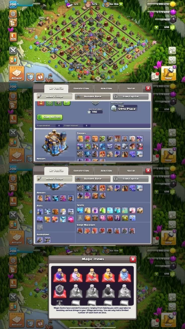 cjR133- TH18 Near Max | XP 200 | BK45 AQ82 MP40 GW44 RC17 | 4 Heroes Skins & 6 Epic Equipment | 100% Secure SCID | iOS & Android