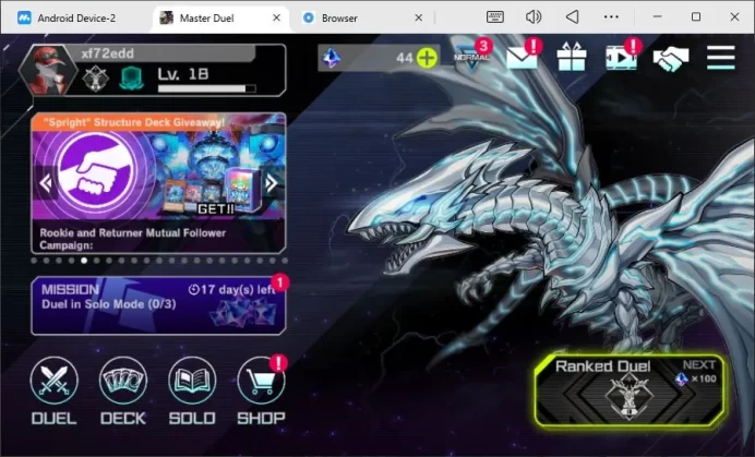 Lv 18 | 17 Deck|Vanquish-K9, Sky Striker, Yummy, FiendSmith, Etc|Ranked Available|Konami|CE ON|Check SS(YMD906)
