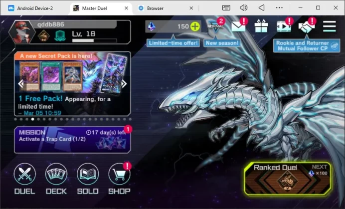 Lv 18 | 18 Deck|Vanquish-K9, Yummy, FiendSmith, Resonator, Etc|Ranked Available|Konami|CE ON|Check SS(YMD907)