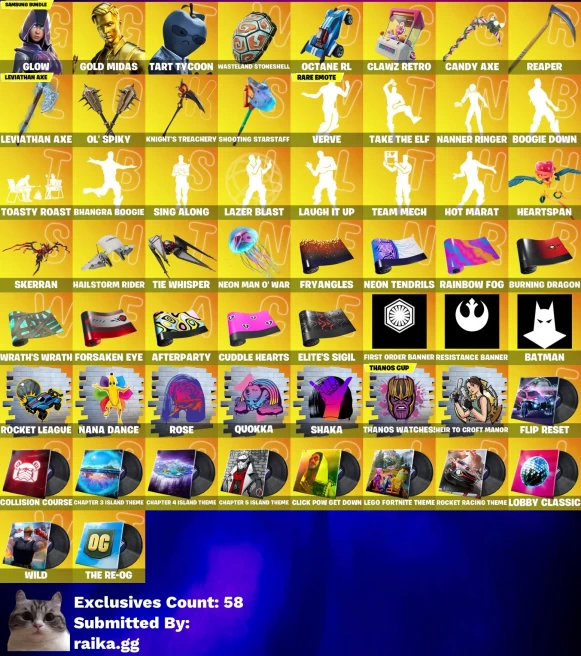 [3in1] / Instant • FN (All Platforms) • 175 skins • Glow • Gold Midas • Leviathan Axe • Candy Axe • Laugh Emote • Full Access • 2 Gifts