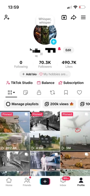 Instanly Delivery/ Monetized 70K Real Followers+490K Real Likes Account/ Creator Rewards Program Activated/ Live Stream/ Full Access