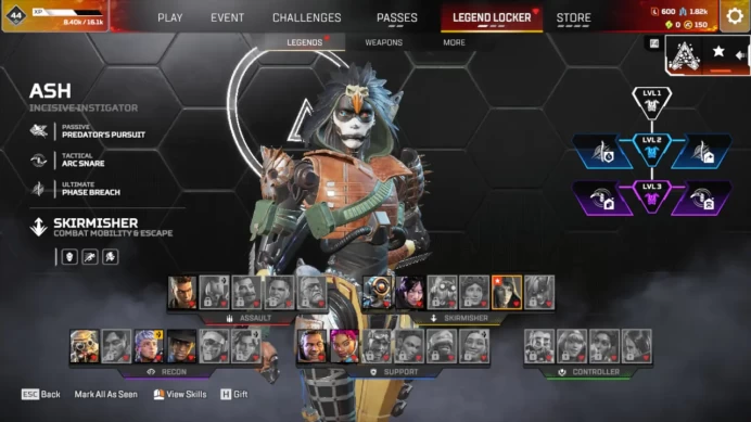 Smurf account | Level 20+ | Ranked ready | Rookie 1 | 8 legends + legendary Ash skin | Full access