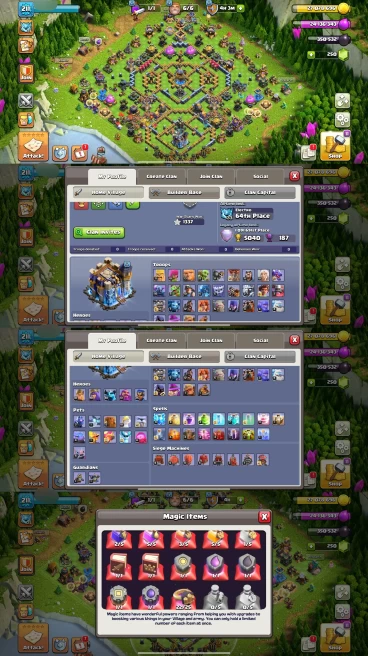 R138- TH18 Near Max | XP 211 | BK82 AQ90 MP40 GW61 RC35 | 6 Heroes Skins & 12 Epic Equipment | 100% Secure SCID | iOS & Android