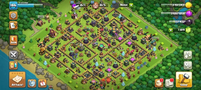 Th 14 Full Max - level 186- gem 1100- Heros-84-84-50-60-30- 15 Epic items items available-CN free - Android&ios