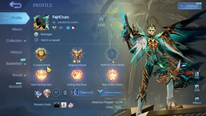 Hero 46 Skin 79|Prime Granger,CC Natalia,LB Tigreal,Venom Grock,DT Kimmy,Saber Layla,7 Epic,Etc|TakeEmail|CheckSS|(MLBB1981)