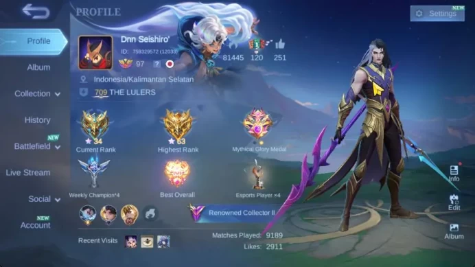 Hero 131 Skin 269|High Glory 62|Transf Roger,LBox[Lunox,Odette,Zhask],Zodiac Minotaur,4 DT,2 Venom|TakeEmail|CheckSS|(MLBB1985)
