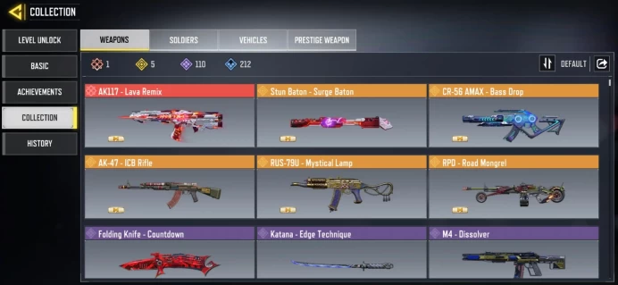 mythic gun 1 | legend gun 5 | LVL 249 | Epic Guns 110 | character Epics 37 | C: 11K | code 6503 | Saved:Activision