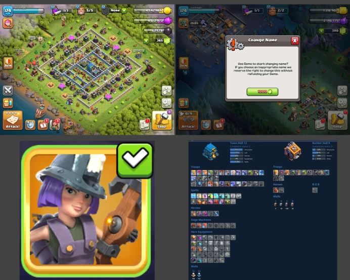■TH:12 (+75%) ■Heroes: K56 Q56 P30 W22 ■Skins:1 ■SW:1078 ■BH:9 ■Full Access ■Instant Delivery ■A5362