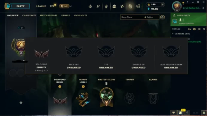 NA - SAFE SEASON16 IRON 4 0LP | 29600 BE | PLACEMENTS DONE | 1W 19L | INSTANT DELIVERY | LOW MMR | UNVERIFIED EMAIL | IRON IV | #2833