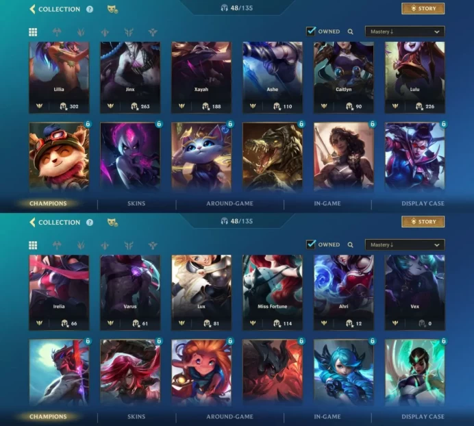iOS/Android - EU - Level 26 - Champions 48 - Skins 71 - Legendary 5 - Code1310