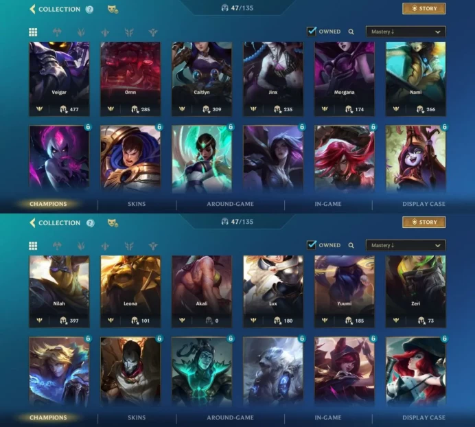 iOS/Android - EU - Level 23 - Champions 47 - Skins 123 - Legendary 14 - Code1311