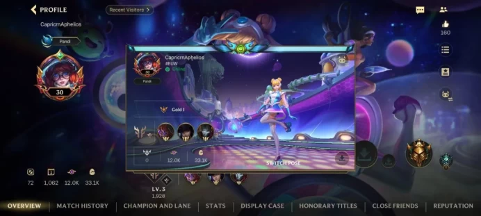 iOS/Android - EU - Level 30 - Champions 50 - Skins 76 - Legendary 9 - Code1312