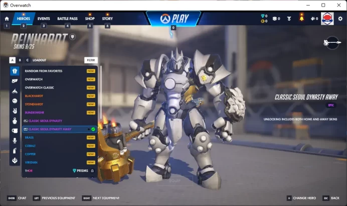 SEOUL DYNASTY AWAY / 7 Gold Weapons / Full Mail Access / see the picture / Please Read Description / RobertM