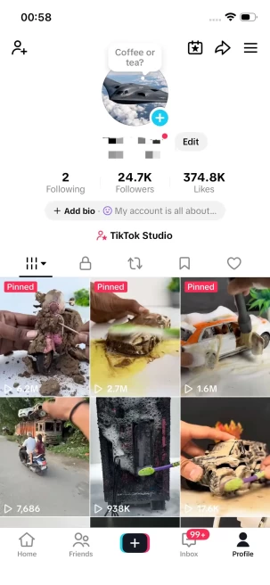 Instanly Delivery/ Monetized 24K Followers+340K Likes Account/ Creator Rewards Program Activated/ Live Stream/ Full Acce21