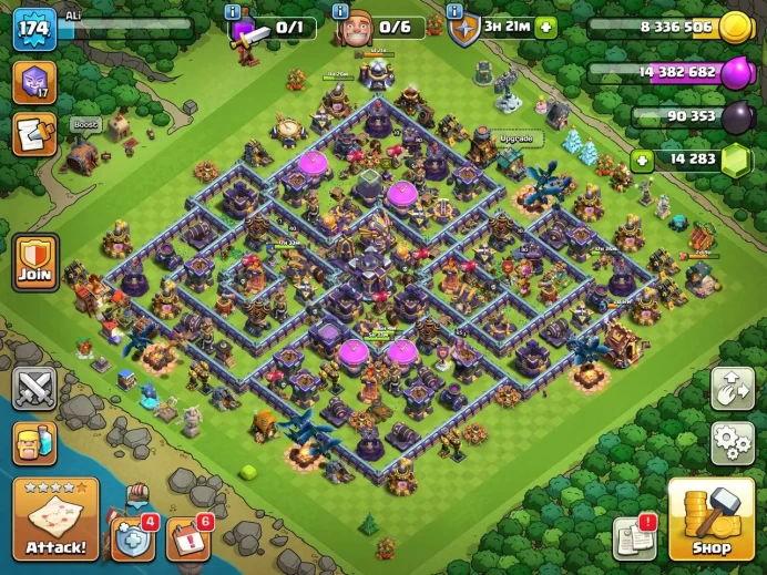 14 k gem /Th 15 max /Hero(90.90.48.65.40) wall max(16) Defend max/Free change name/240 medal league /Lifetime warranty(C2168)