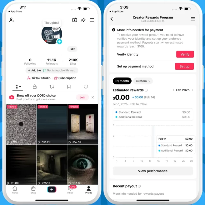 [Discounted] UK Monetized Creator Rewards Program Account | 11K Authentic Followers & 210K Likes | Verified Screenshots + Instant Delivery