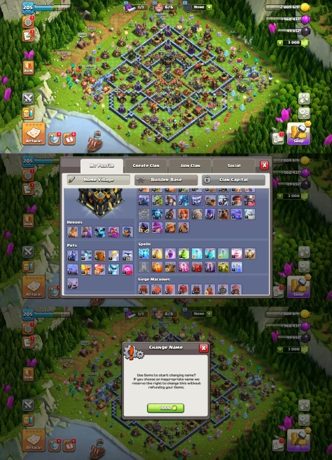 TH17 Near Max | XP 205 | BK62 AQ59 MP52 GW50 RC33 | Near Max Defence & Epic Equipment | 100% Secure SCID | Ios & Android
