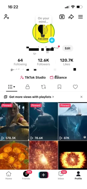 Instanly Delivery/ Monetized 12K Followers+110K Likes Account/ Creator Rewards Program Activated/ Live Stream/ Full Access