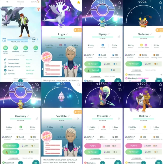 1965 Level 72 Lugia100 Regirock100 Virizion100 Zygarde
