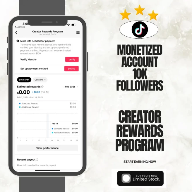 [Instant Deal] Monetized Account Creator Rewards Program Actived + 10k Real & Authentic Followers | Full Access + Email included + Fast Delivery