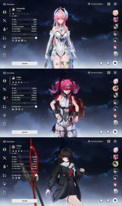 All Platform - EU - Union 48 -  18 Character 6 5'Star- 4 Weapon 5'Star - Aemeath - Chisa - Lupa - Verina - Calcharo - Code1392