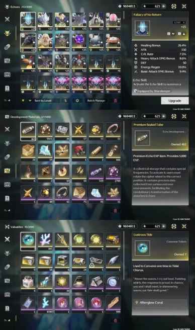 All Platform - EU - Union 52 - 20 Character 8 5'Star - 6 Weapon 5'Star - Lynae - Shorekeeper - Ciaccona - Cartethyia - Verina - Code1395