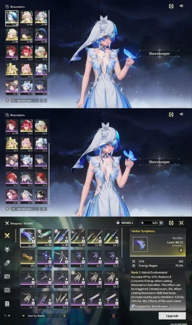 All Platform - EU - Union 52 - 20 Character 8 5'Star - 6 Weapon 5'Star - Lynae - Shorekeeper - Ciaccona - Cartethyia - Verina - Code1395
