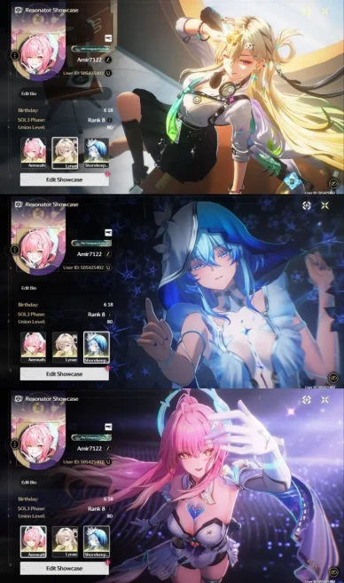 All Platform - NA(USA) - Union 80 - 25 Character 16 5'Star - 11 Weapon 5'Star - Aemeath - Chisa - Galbrena - Augusta - Shorekeeper - Code1397