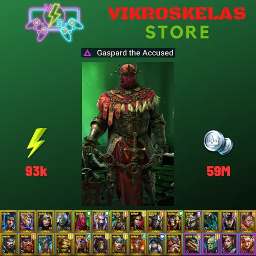 Starter acc with Gaspard : 93k energy / 59 mln coins / Hurndig, Bivald, Arix, Ninja + 19 Login Legendaries / Cardinal, Slixus