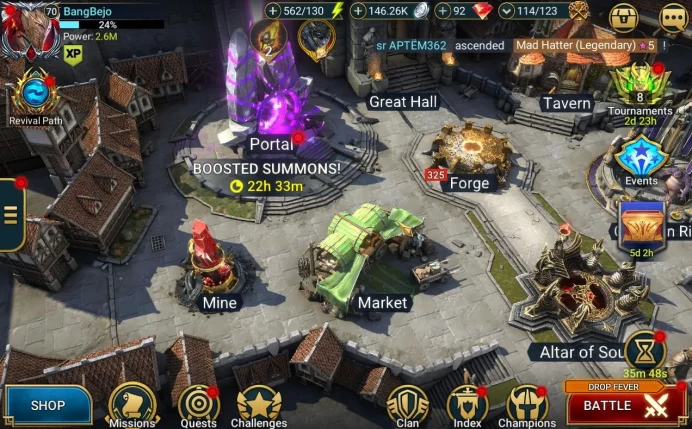 Lvl 70 2,6M Pwr|1 Key Demon Lord Ultra-Nighmare|21 Legend(Artak,Gaius Gleeful,Ninja,Etc)|Ready Stone Farm|Plarium|SS(RSL1196)