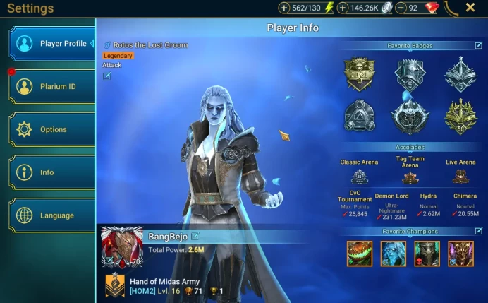 Lvl 70 2,6M Pwr|1 Key Demon Lord Ultra-Nighmare|21 Legend(Artak,Gaius Gleeful,Ninja,Etc)|Ready Stone Farm|Plarium|SS(RSL1196)