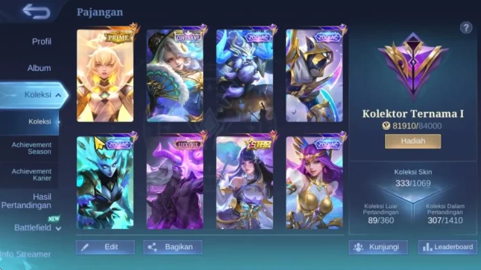 Hero131|Skin 333|High Honor43|Karina[KOF],Roger[Transformer],Baetrix[Prime],Eudora,Moskov[Luckybox]Etc|TakeEmail|Check(MLBB1992)