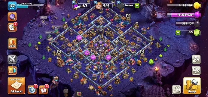 TH 15 Full Max, 5 Equipment Epic, 8 hero Skin, 1 map Skin, Defense Full Max, Wall Max, Hero High Level, Magic Items