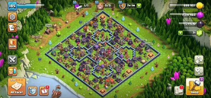 TH 15 Full Max, 3 Equipment Epic, Defense Full Max, Hero Max, Troops Max, Change Name 500 Gems