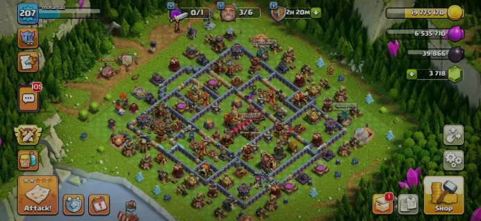 TH 16 Max, 6 Equipment Epic, 3700 Gem, Defense Max, Wall Max, 8 Hero Skin, 400 League Medal, Magic Items