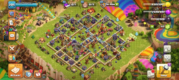Full warranty-Secure account-Th 16-level 205-Equipment Epic 9-Gem 536-Magic Items-heroes 80/84/66/65/40- Android & ios